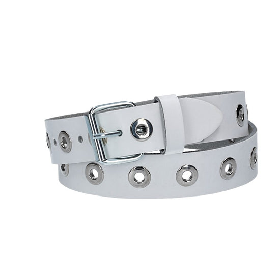 Ledergürtel Kids 25mm in Weiss mit Ösen und Schließe in Silber - leder-accessoires.com