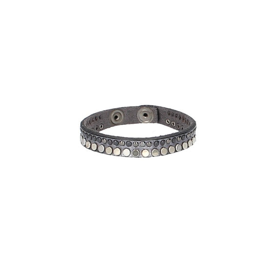 Armband mit Rundnieten in Silber aus Leder - leder-accessoires.com