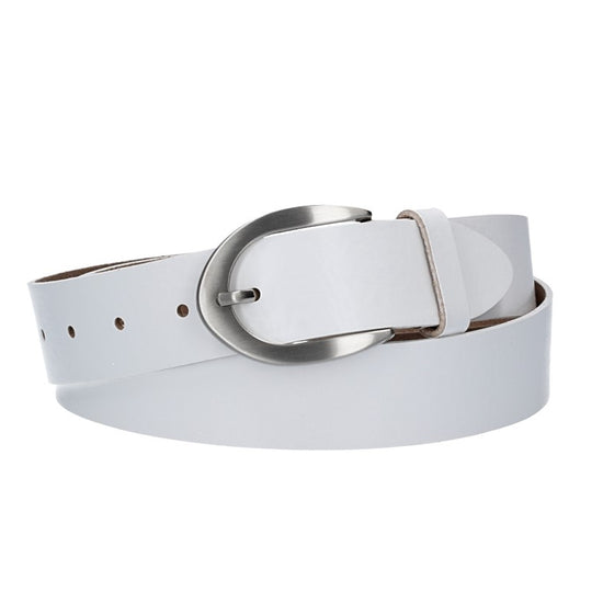 Damengürtel 35mm in Weiß mit Dornschließe in Hufeisenform - leder-accessoires.com