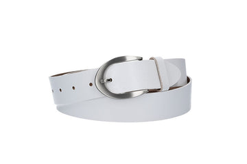 Damengürtel 35mm in Weiß mit Dornschließe in Hufeisenform - leder-accessoires.com