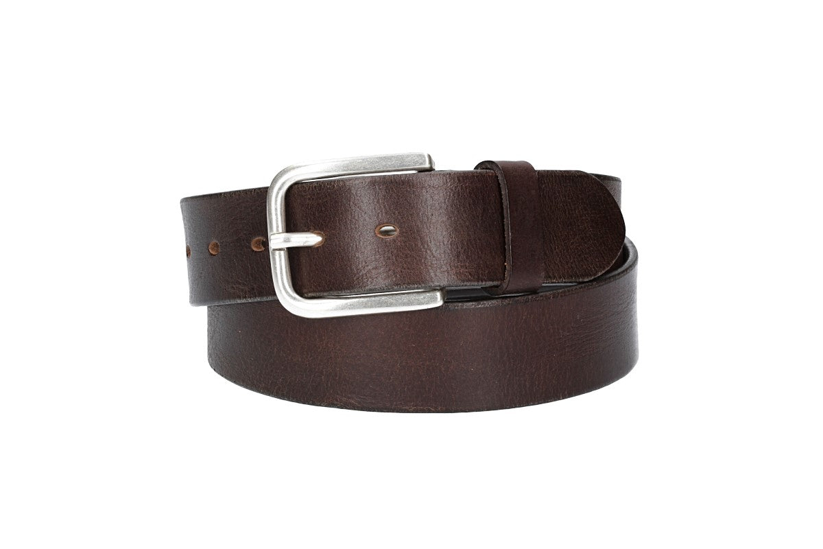 Ledergürtel Braun 40mm mit Dornschließe in Silber - leder-accessoires.com