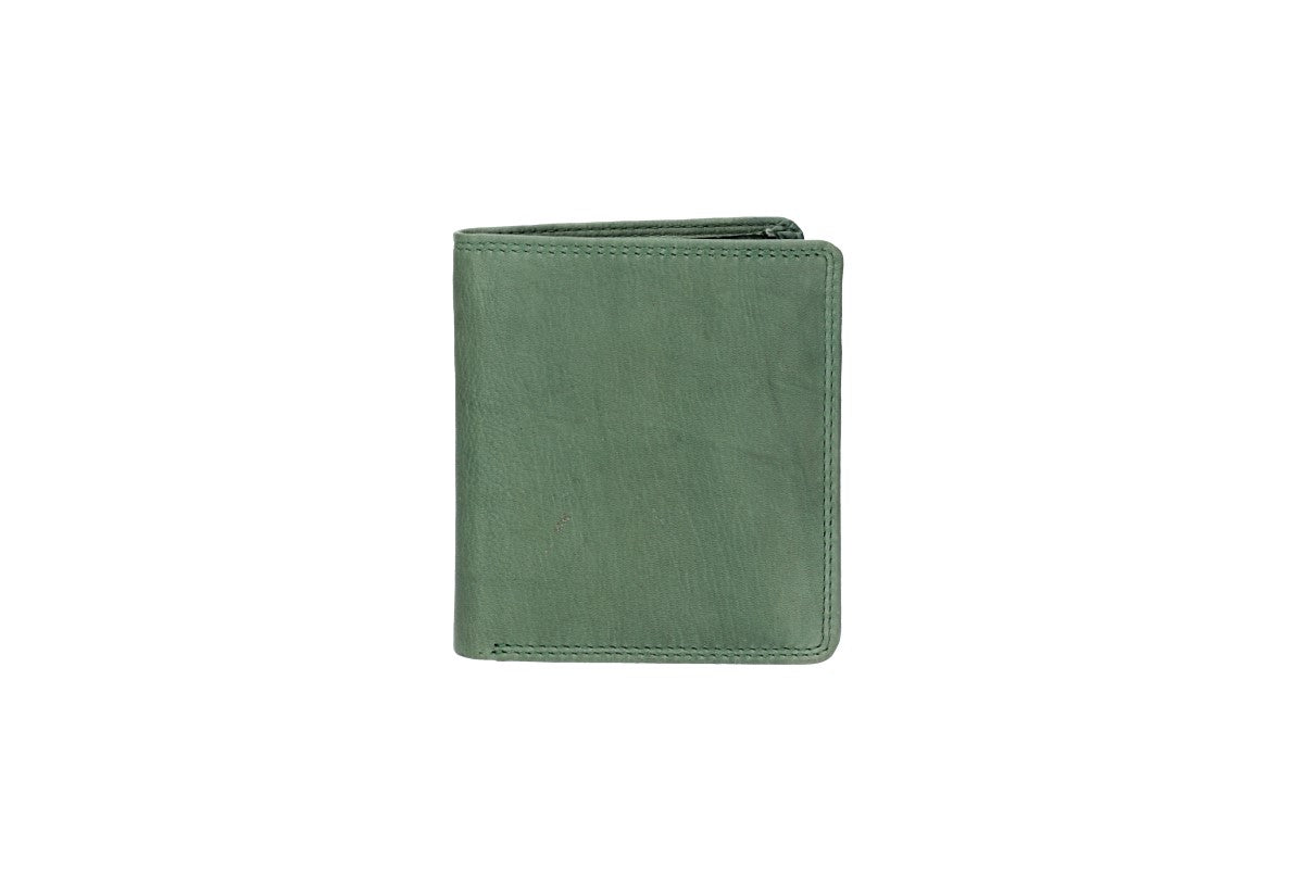 Geldbörse Hochformat klein in Grün aus Leder