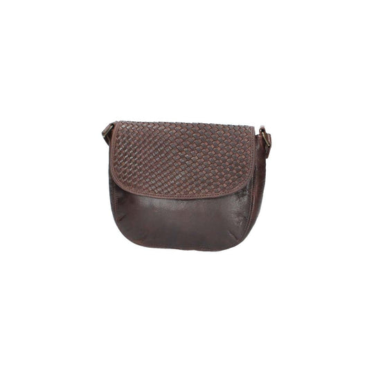 Umhängetasche mit Überschlag in Braun und Flechtmuster - leder-accessoires.com