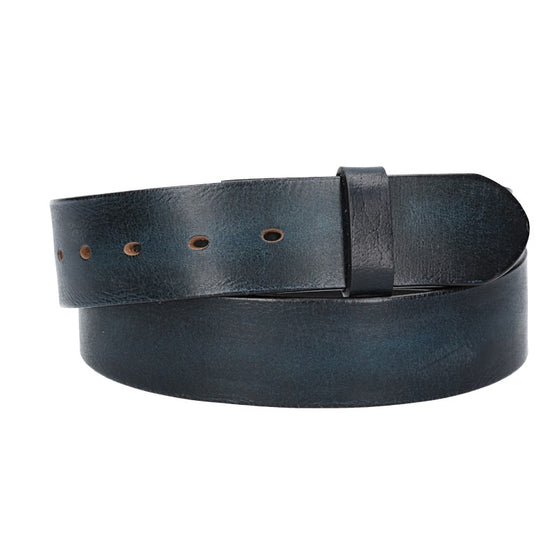 Lederriemen | Gürtelrohling Glanz 40mm in Blau|Marine mit Schlaufe und Kapplochteil - leder-accessoires.com