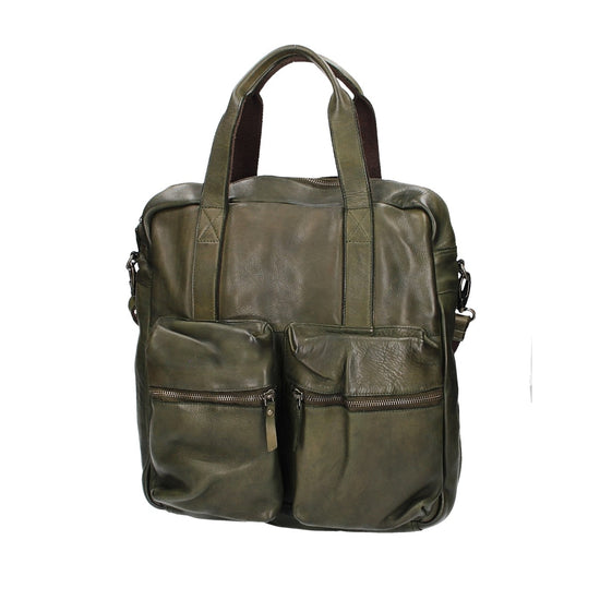 SALE Ledertasche in Grün|Oliv mit Reißverschluss und zwei Vortaschen - leder-accessoires.com