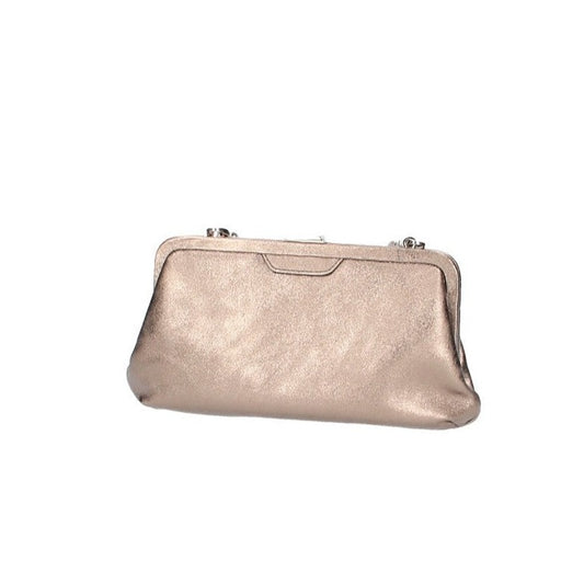 Clutch mit Clipverschluss in Altsilber aus Leder