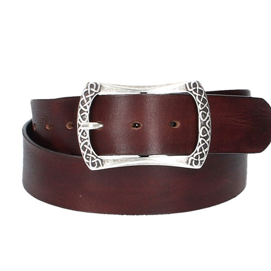 Ledergürtel Rot 40mm mit Vollschließe in Silber - leder-accessoires.com