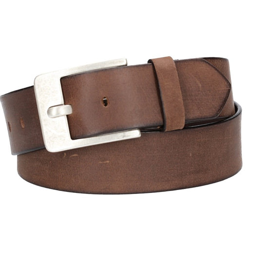 Ledergürtel Braun 45mm mit Dornschließe in Silber - leder-accessoires.com