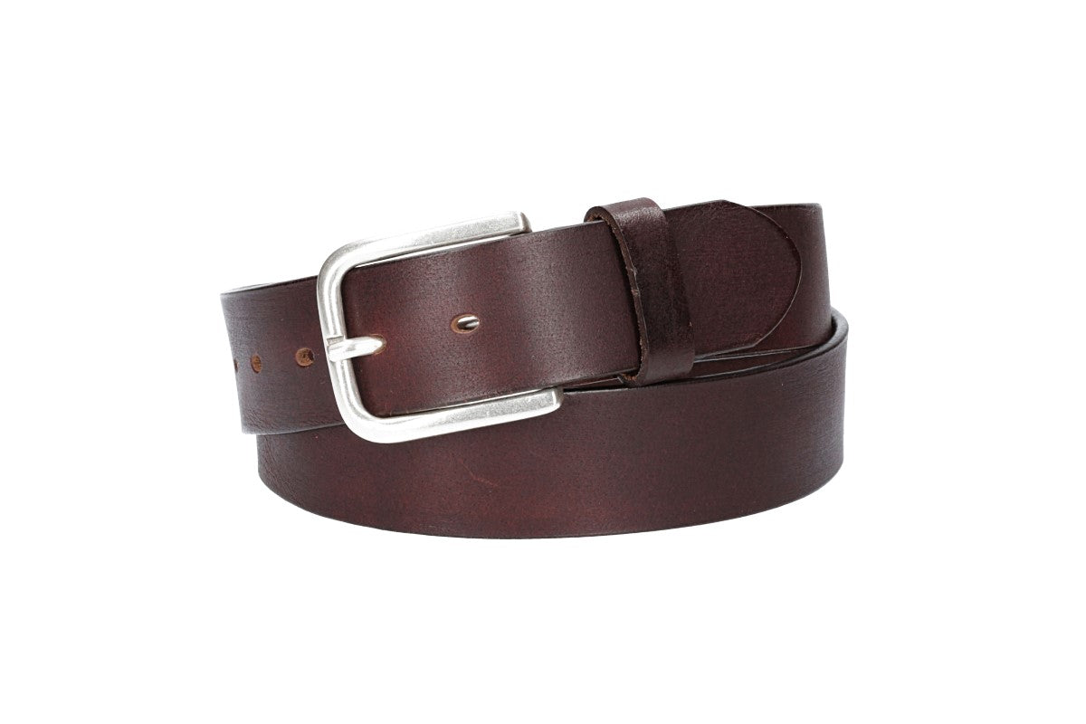 Ledergürtel Rot|Bordeaux 40mm mit Dornschließe in Silber