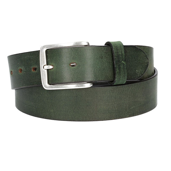 Ledergürtel Grün 40mm mit Dornschließe in Silber - leder-accessoires.com