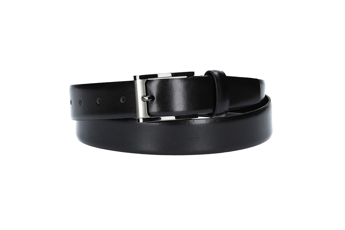 Herren-|Anzugsgürtel 30mm in Schwarz mit Dornschließe im Bicoloreffekt