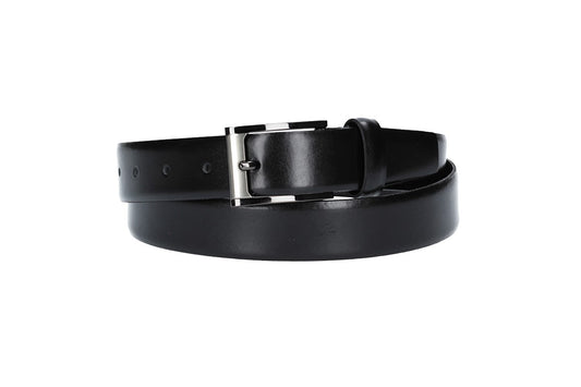 Herren-|Anzugsgürtel 30mm in Schwarz mit Dornschließe im Bicoloreffekt - leder-accessoires.com