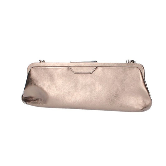 Clutch mit Clipverschluss in Altsilber aus Leder