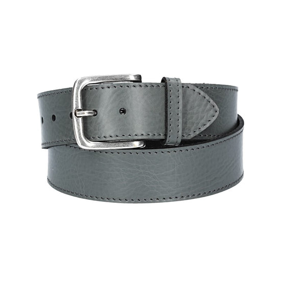 Ledergürtel Kids 30mm abgenäht in Grau mit Dornschließe in Silber - leder-accessoires.com