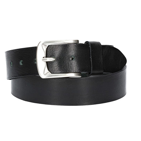 Jeansgürtel 40mm in Dunkelgrün mit Airbrushkante und Dornschließe Altsilber - leder-accessoires.com