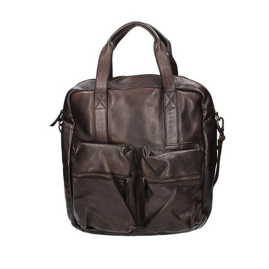 Ledertasche in Braun mit Reißverschluss und zwei Vortaschen - leder-accessoires.com