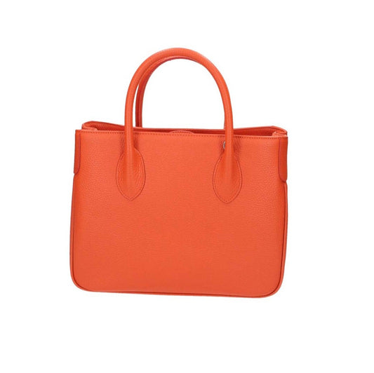 Kurzgrifftasche in Orange aus Leder