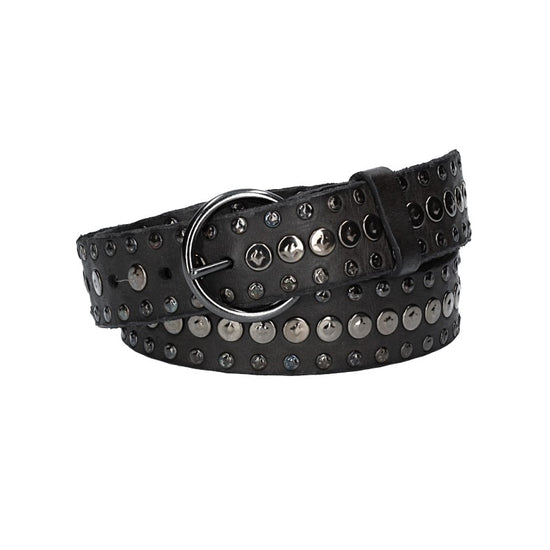 Campomaggi Gürtel Liri aus Leder in Schwarz mit Nieten - leder-accessoires.com