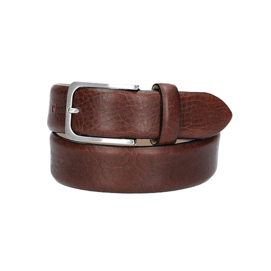 Ledergürtel Braun 30mm bombiert mit Schließe Silber - leder-accessoires.com