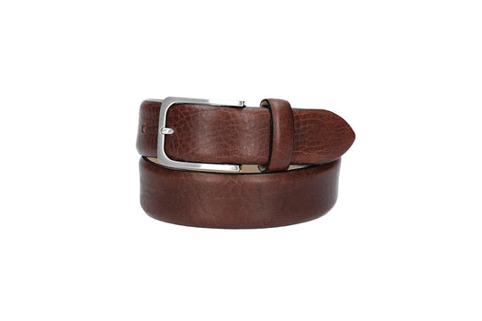 Ledergürtel Braun 30mm bombiert mit Schließe Silber - leder-accessoires.com