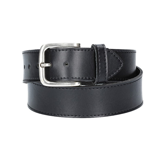 Ledergürtel Kids 30mm abgenäht in Schwarz mit Dornschließe in Silber - leder-accessoires.com