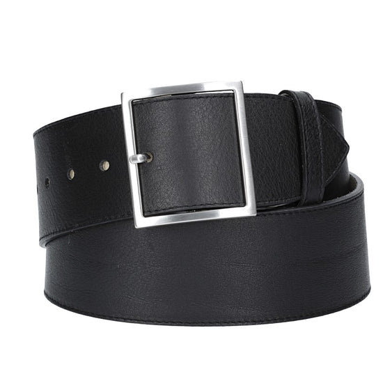 Formgürtel Schwarz 60mm mit Vollschließe in Silber - leder-accessoires.com
