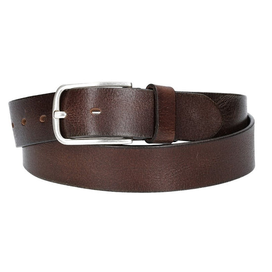 Ledergürtel Braun 35mm mit Dornschließe in Silber - leder-accessoires.com