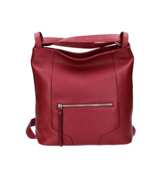 Umhängetasche|Rucksack in Rot aus Leder