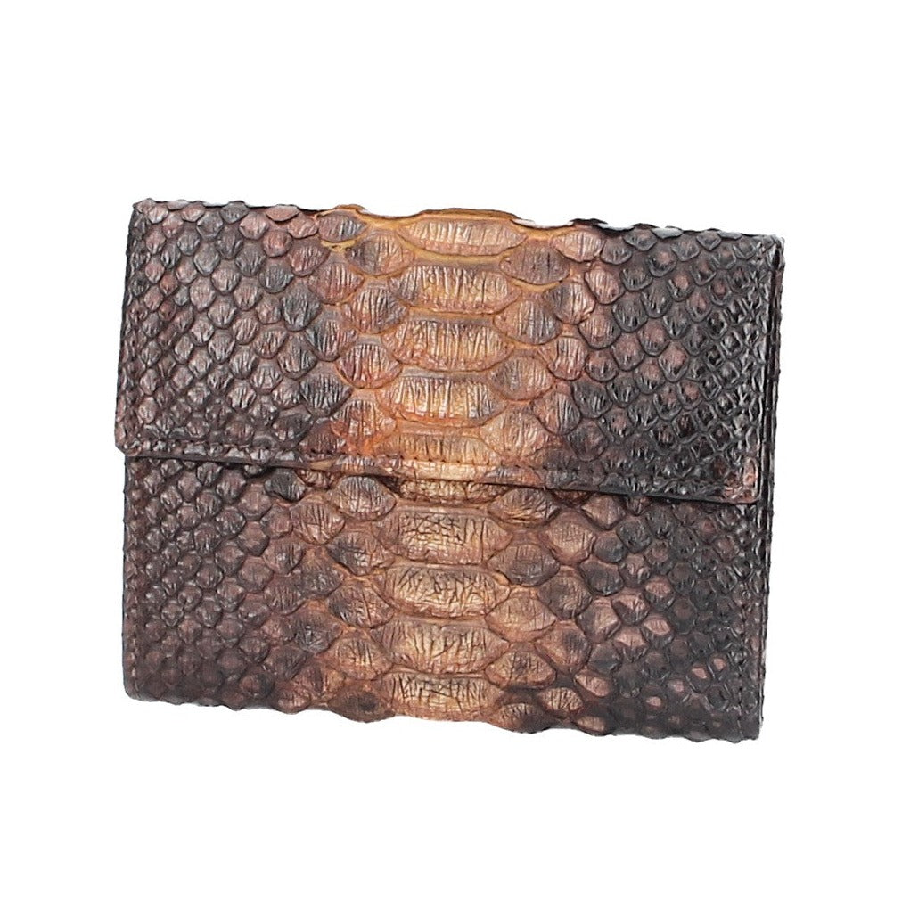 Damenbörse mit Überschlag in Hellbraun aus echtem Schlangenleder