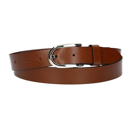 Damengürtel 25mm in Cognac mit Dornschließe in Lightgold - leder-accessoires.com