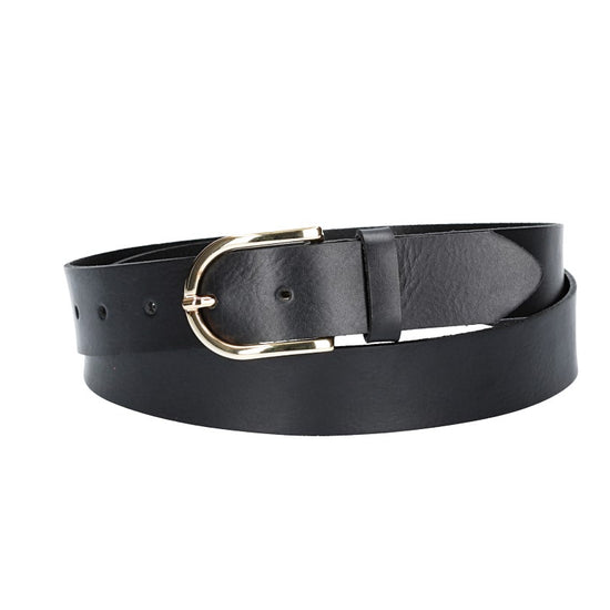 Ledergürtel 30mm in Schwarz mit Dornschließe in Light Gold - leder-accessoires.com