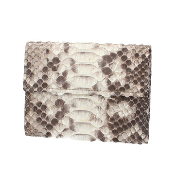 Damenbörse mit Überschlag in Weiß|Beige aus echtem Schlangenleder - leder-accessoires.com