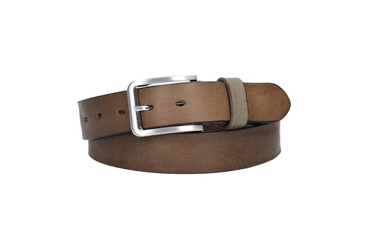 Ledergürtel Grau 35mm mit Dornschließe in Silber - leder-accessoires.com