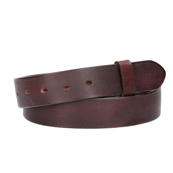 Lederriemen | Gürtelrohling Glanz 35mm in Rot | Bordeaux mit Schlaufe und Kapplochteil - leder-accessoires.com