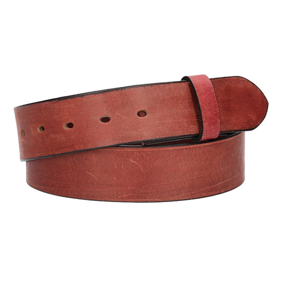 Lederriemen | Gürtelrohling Matt 40mm in Rot mit Schlaufe und Kapplochteil - leder-accessoires.com