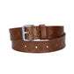 Ledergürtel Kids 25mm in Cognac mit Lochmuster und Rollschließe in Silber
