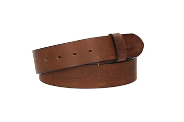 Lederriemen | Gürtelrohling Matt 40mm in Cognac mit Schlaufe und Kapplochteil