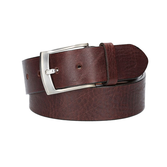 Ledergürtel Überlänge Braun 40mm mit glänzender Schließe in Silber - leder-accessoires.com