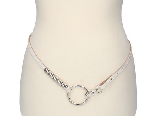Taillengürtel in Weiß 1cm mit Karabiner - leder-accessoires.com