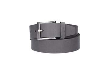 Ledergürtel Überlänge Grau 40mm mit glänzender Schließe in Silber