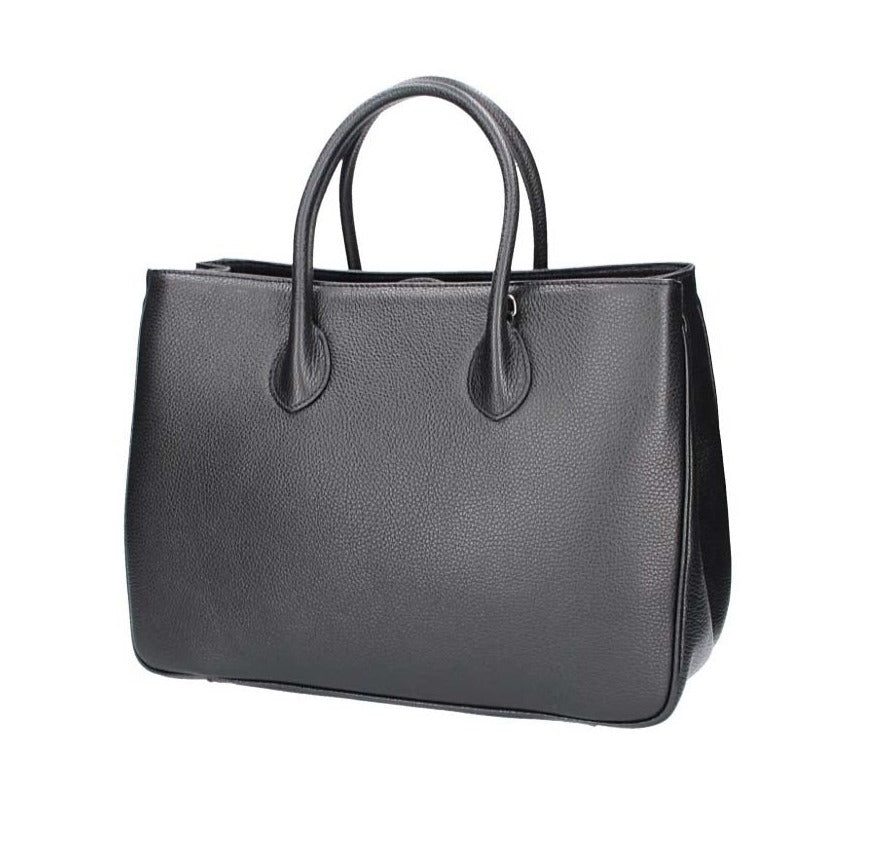 Kurzgrifftasche in Schwarz aus Leder