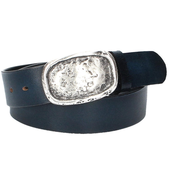 Ledergürtel Blau|Marine 40mm mit Koppelschließe in Used Optik - leder-accessoires.com