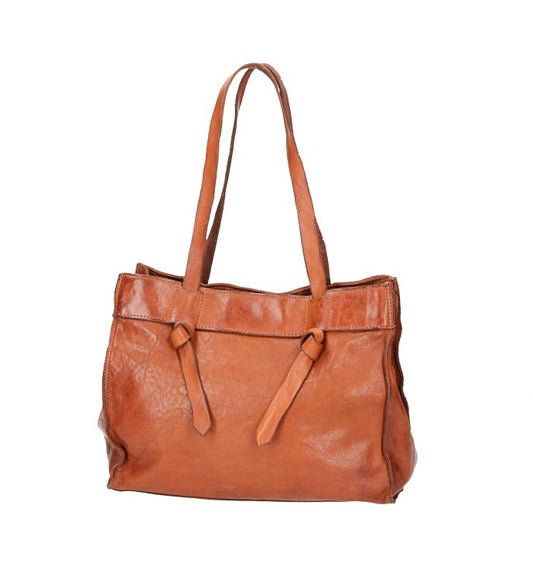 Schultertasche in Cognac aus Leder