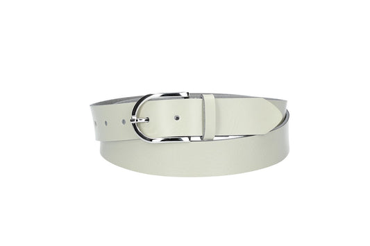 Ledergürtel 30mm in Beige mit Dornschließe in Silber - leder-accessoires.com