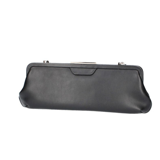 Clutch mit Clipverschluss in Schwarz aus Leder - leder-accessoires.com