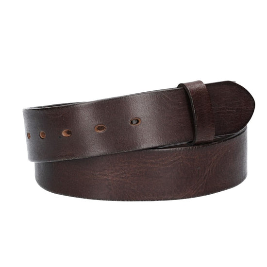 Lederriemen | Gürtelrohling Glanz 40mm in Braun mit Schlaufe und Kapplochteil - leder-accessoires.com