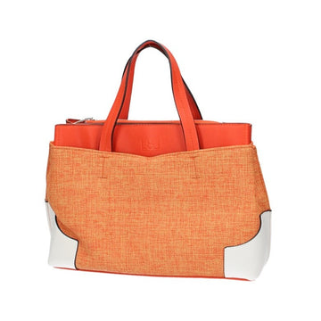 Shopper in Orange|Weiss mit Canvas
