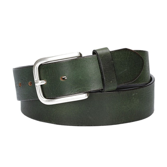Ledergürtel Grün 40mm mit Dornschließe in Silber - leder-accessoires.com