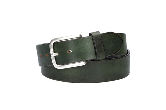 Ledergürtel Grün 40mm mit Dornschließe in Silber - leder-accessoires.com