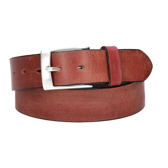 Ledergürtel Rot 40mm mit Dornschließe in Silber - leder-accessoires.com